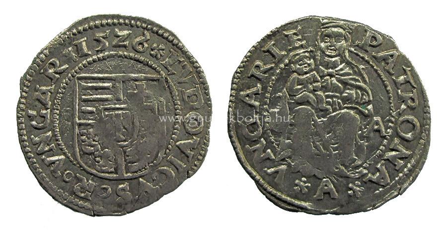 II. Lajos denár 1526 B-A/A (Buda) ÉH673/f H841